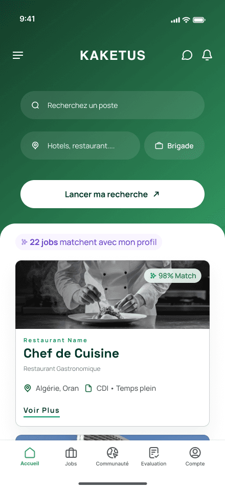 Ecran KAKETUS pour les candidats HCR