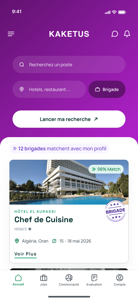 Ecran KAKETUS pour les recruteurs HCR