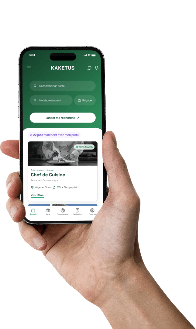 Interface mobile KAKETUS affichant des offres HCR