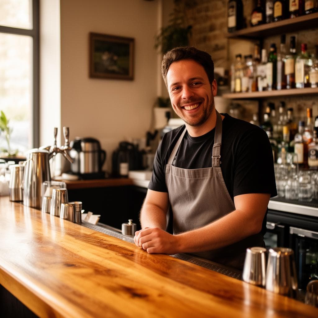 Barman en pleno servicio