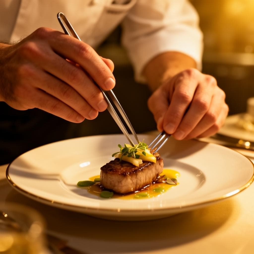 Chef emplatando un plato